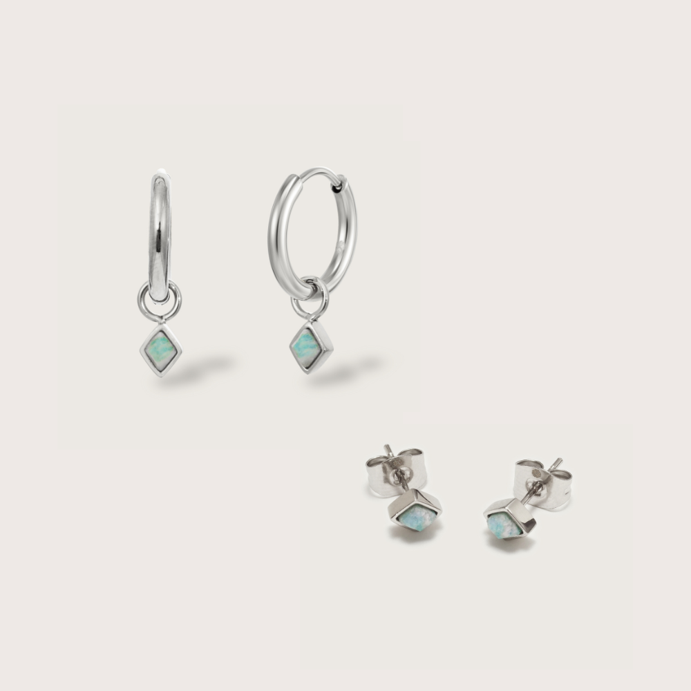 Silver Ethereal Amazonite Dainty Stacking Set
