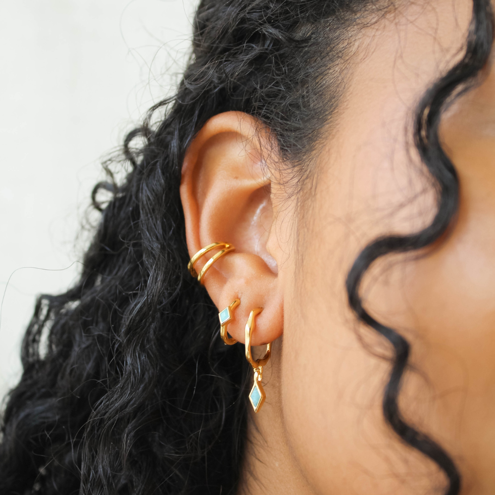 Gold Ethereal Amazonite Huggie Earrings