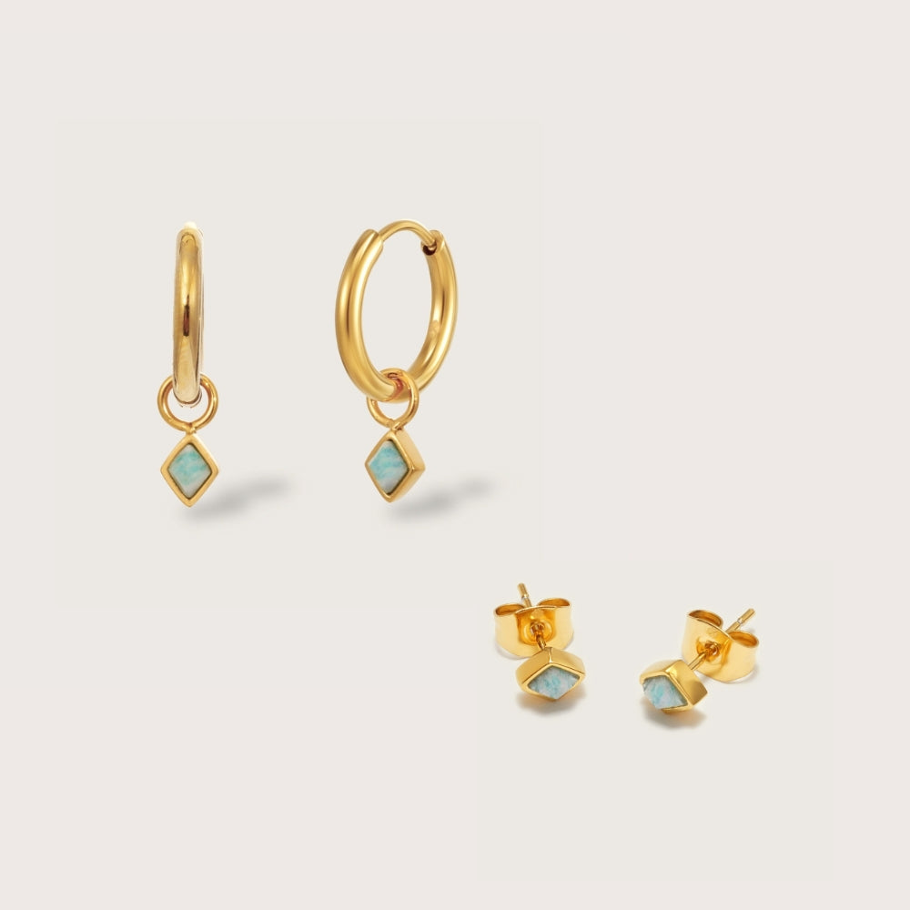 Gold Ethereal Amazonite Dainty Stacking Set