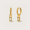 Gold Crystal Molten Baguette Charm Huggies