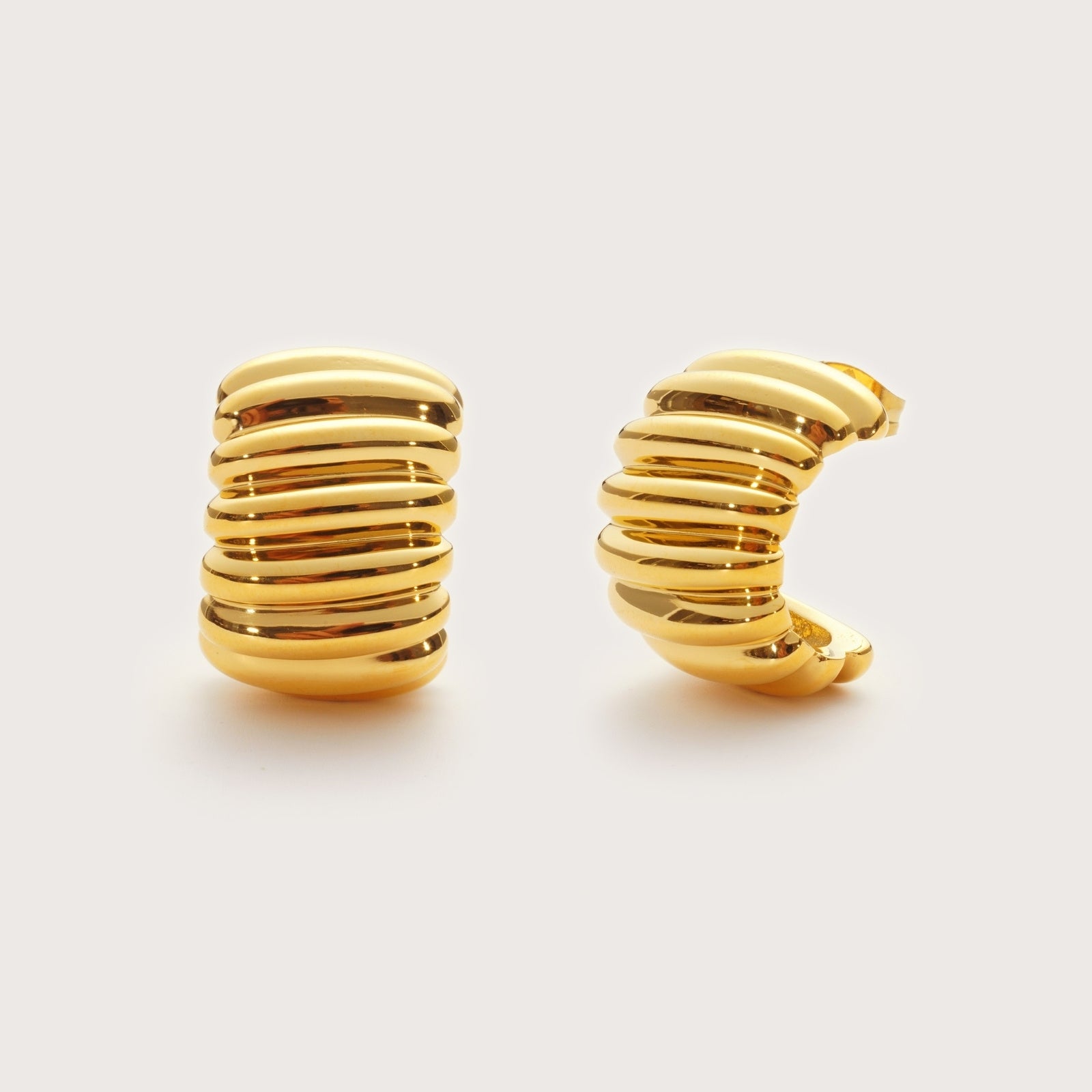 Gold Cove Statement Studs – ridged waterproof gold statement earrings