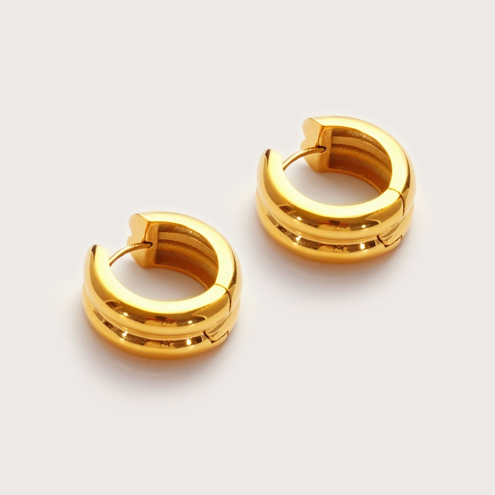 Gold Double Take Hoops detail showing double hoop silhouette