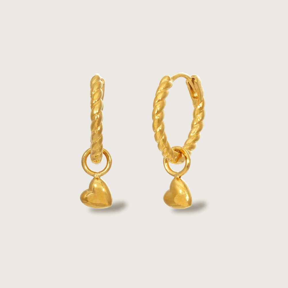 Gold Heart Charm Huggies