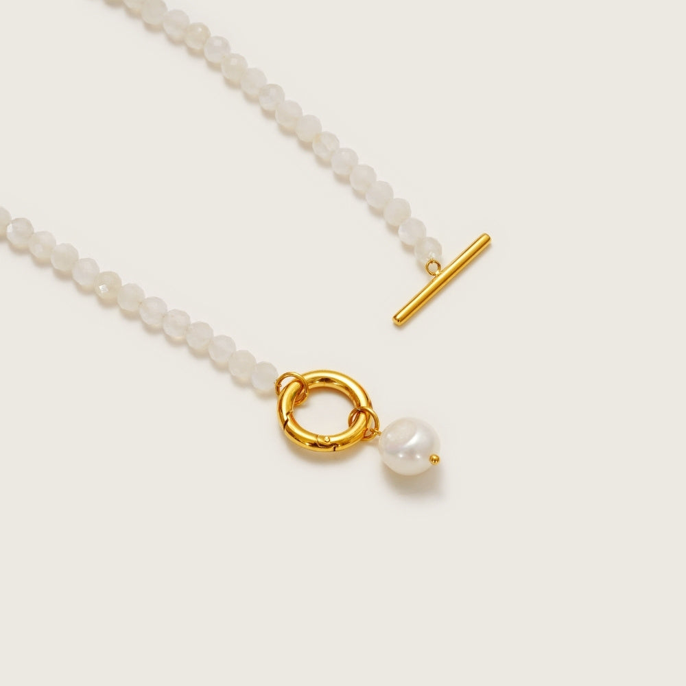 Gold Cala Moonstone Pearl Necklace