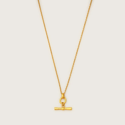 Gold T-Bar Pendant Necklace