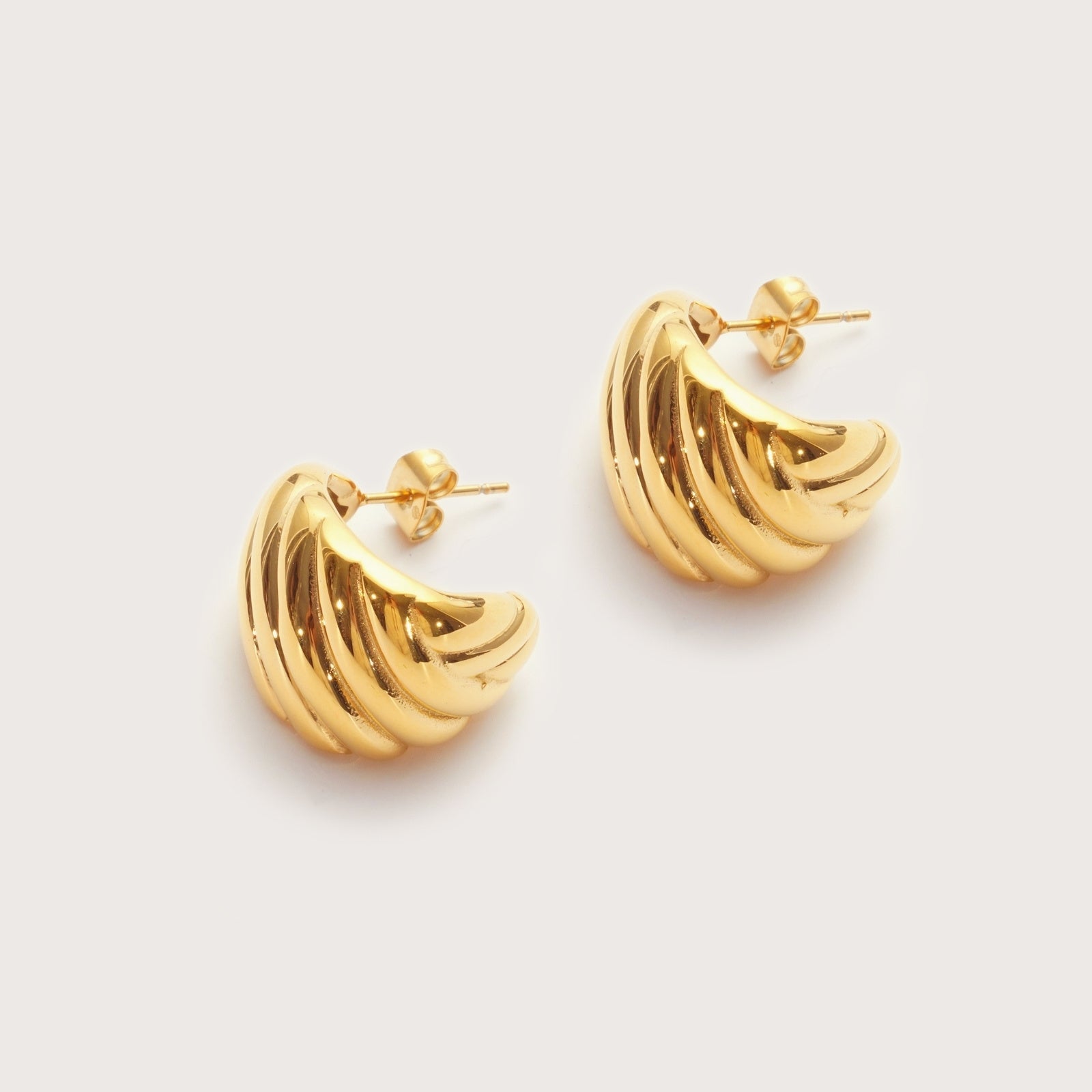 Gold Solstice Statement Studs detail showing woven sun-inspired texture