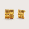 Gold Square Woven Statement Studs
