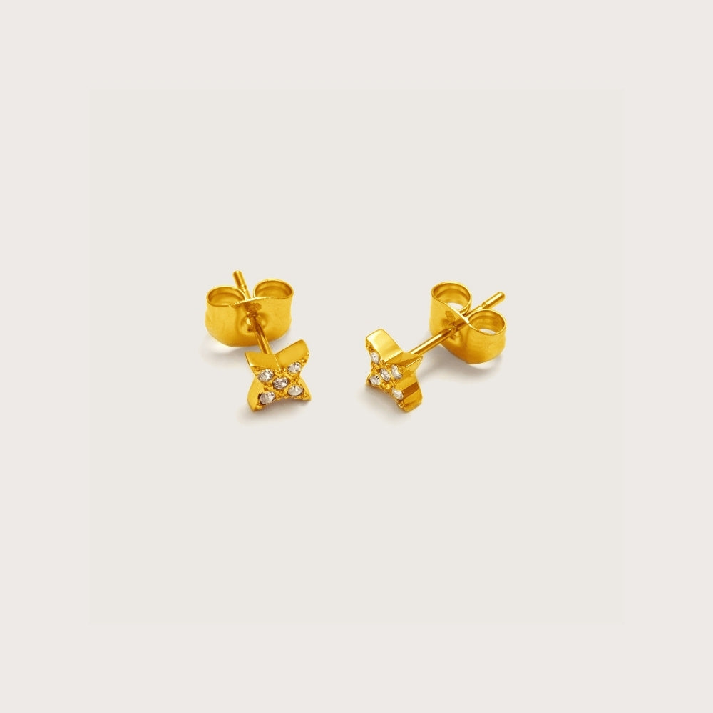 Gold Crystal Star Studs