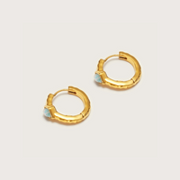 Gold Ethereal Amazonite Huggies close-up showing stone detail