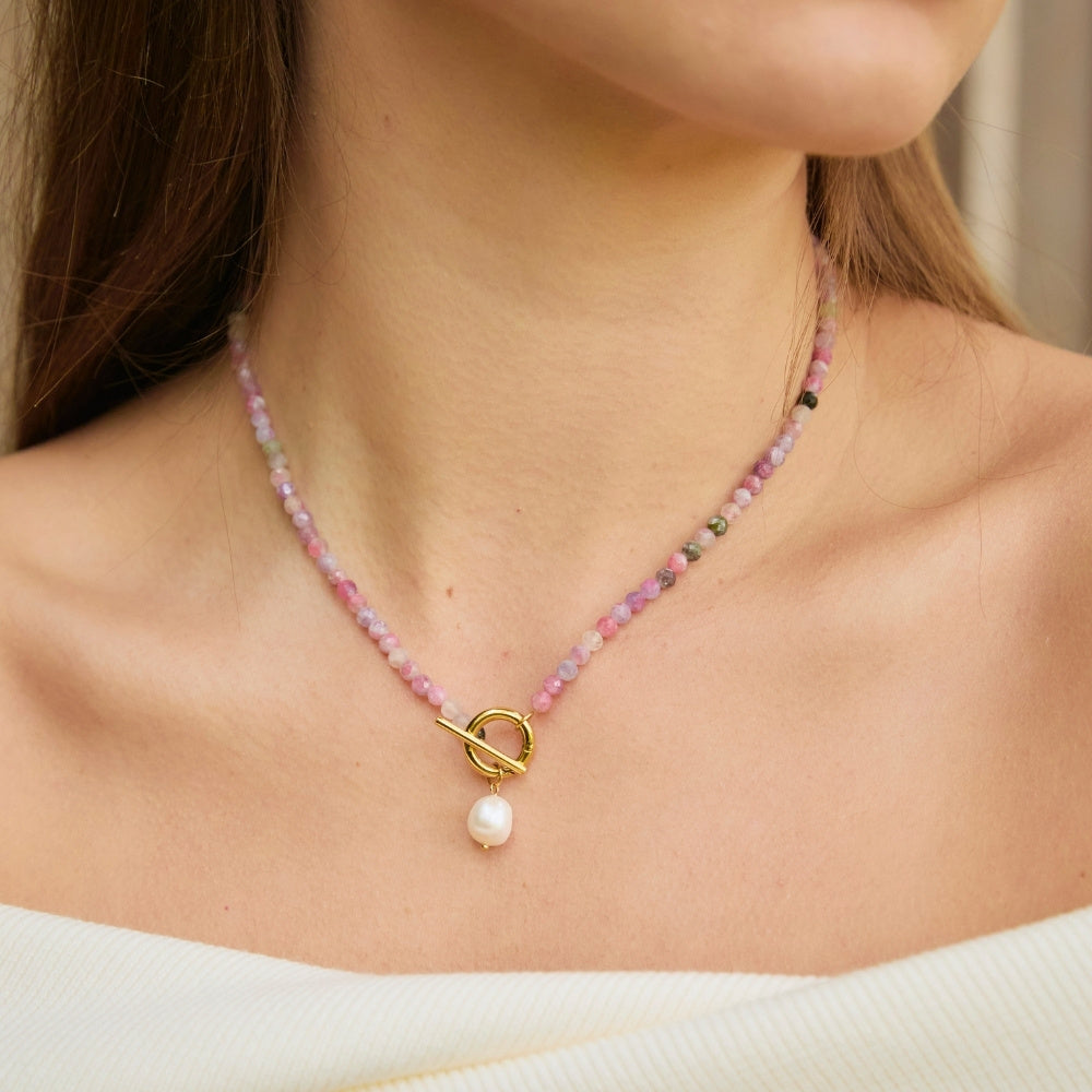 Gold Cala Tourmaline Pearl Necklace