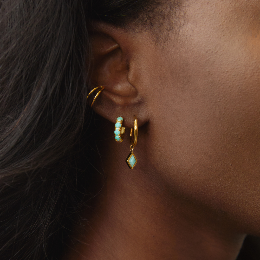 Gold Ethereal Amazonite Charm Hoops