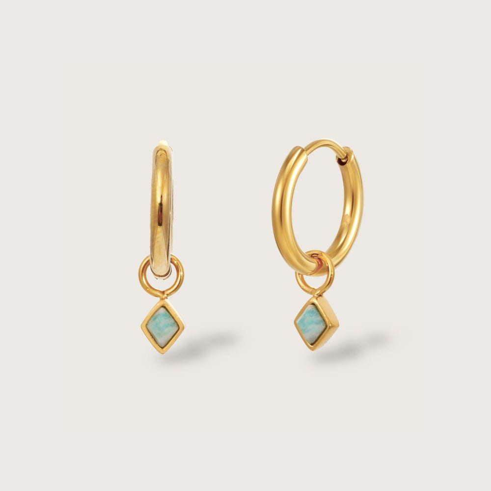 Gold Ethereal Amazonite Charm Huggies