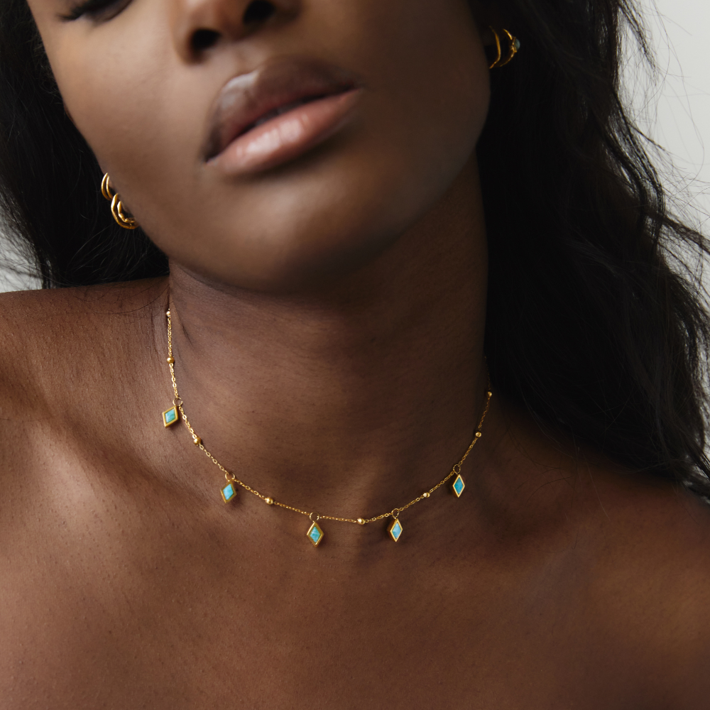 Gold Ethereal Amazonite Choker Necklace