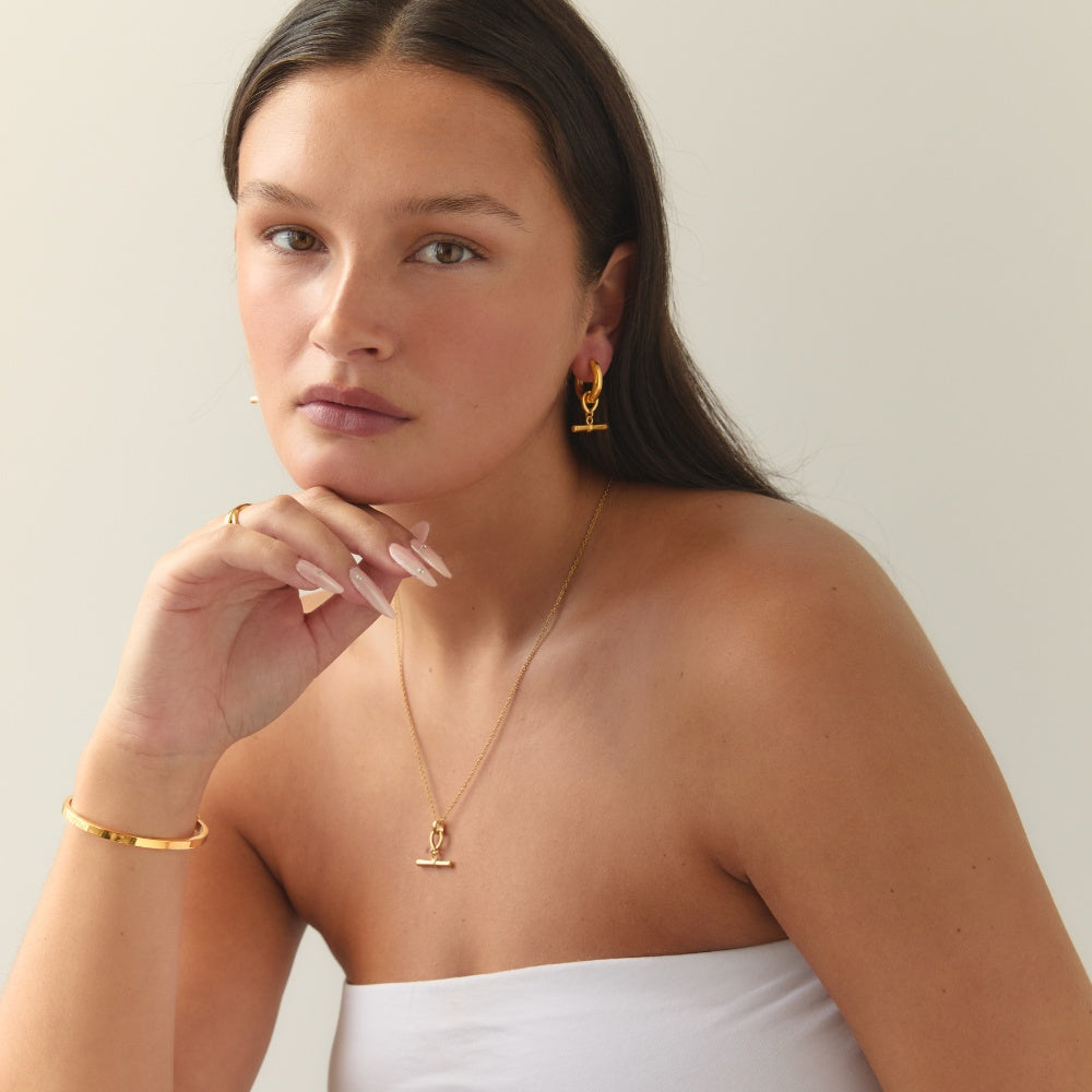 Gold T-Bar Chubby Hoops