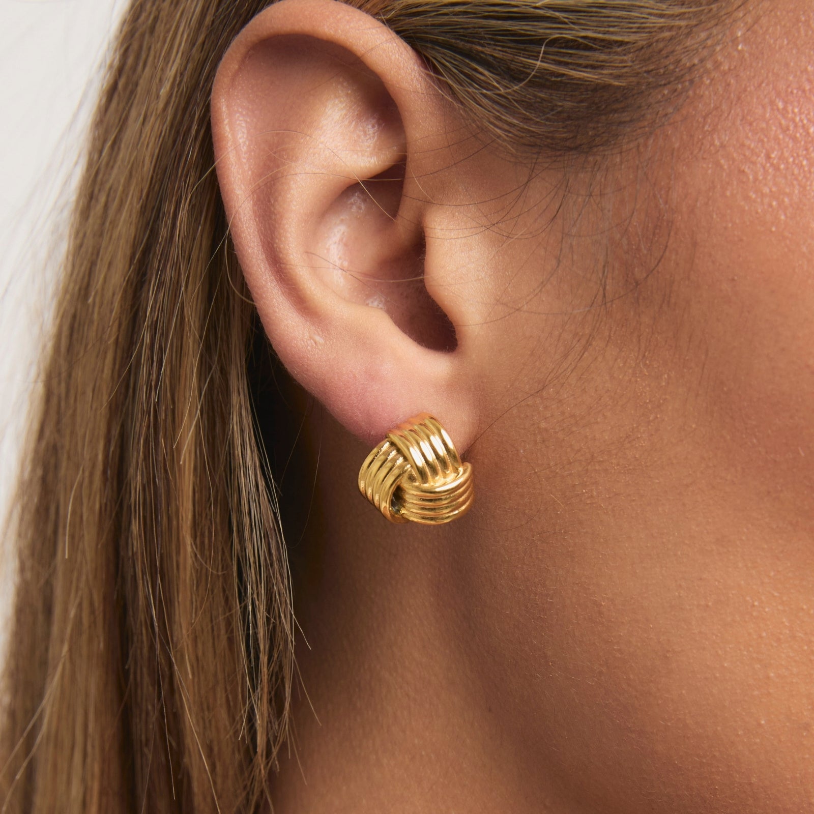 Gold Signature Knot Studs – alternate view