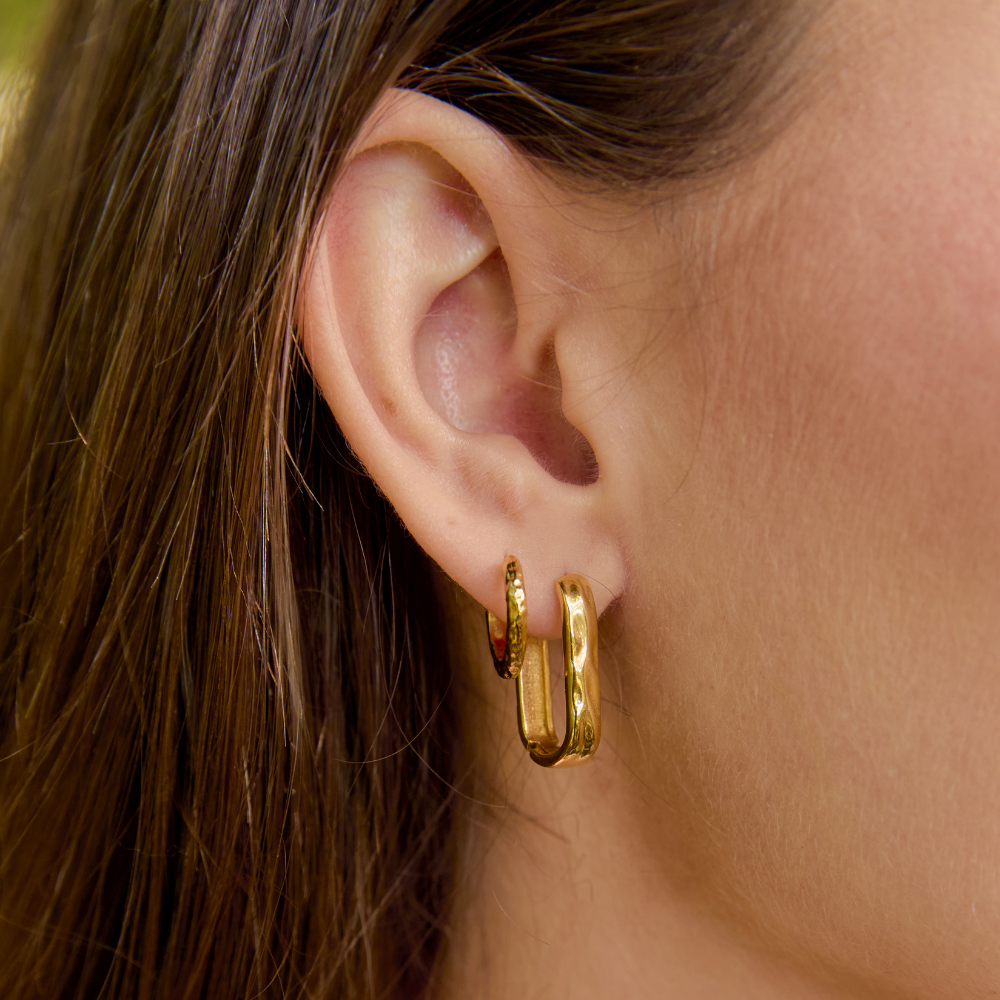 Gold Molten Ovate Hoops