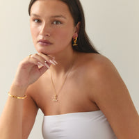 Gold T-Bar Pendant Necklace alternate angle