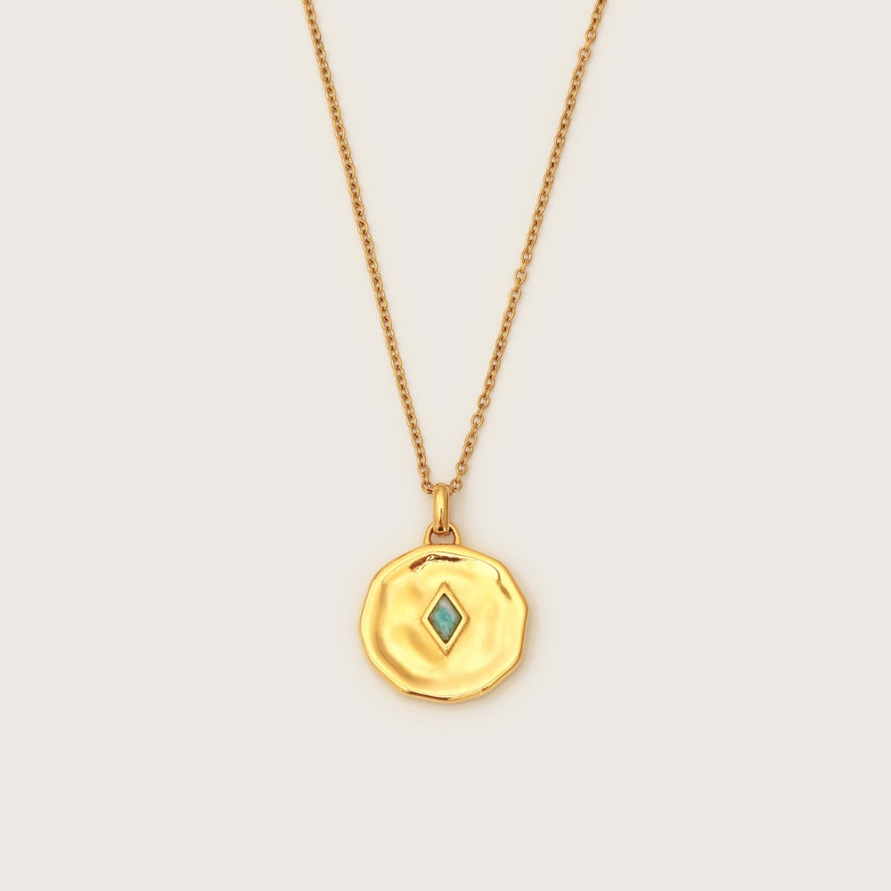 Gold Ethereal Amazonite Disc Necklace