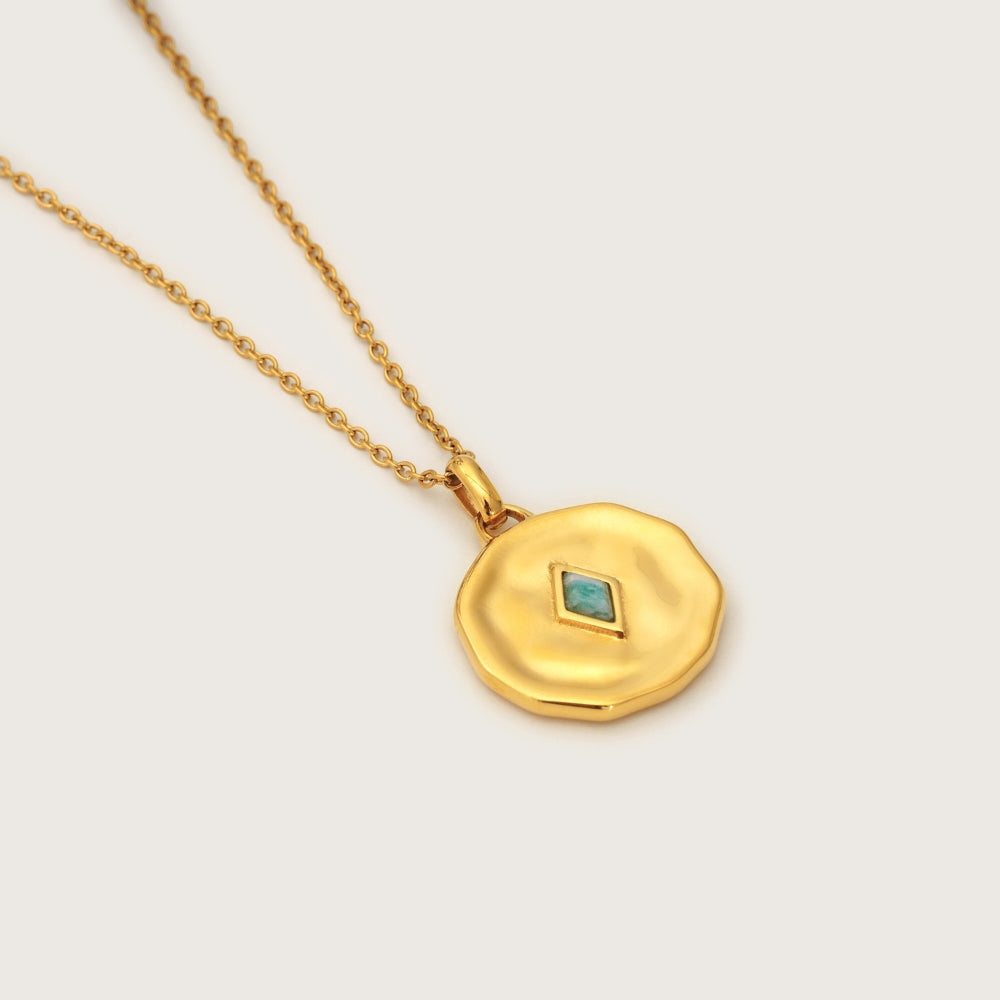 Gold Ethereal Amazonite Disc Necklace