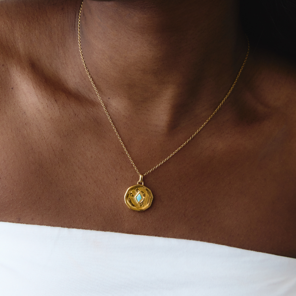 Gold Ethereal Amazonite Disc Necklace