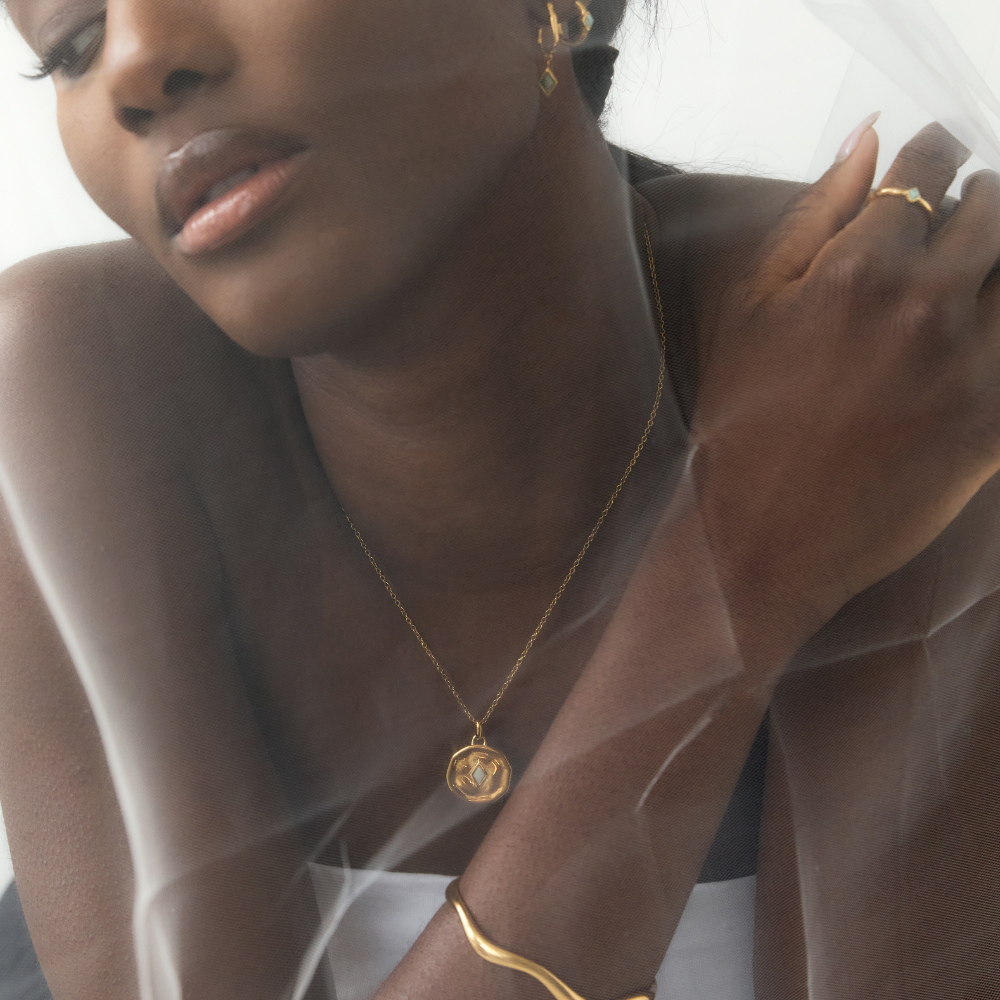 Gold Ethereal Amazonite Disc Necklace