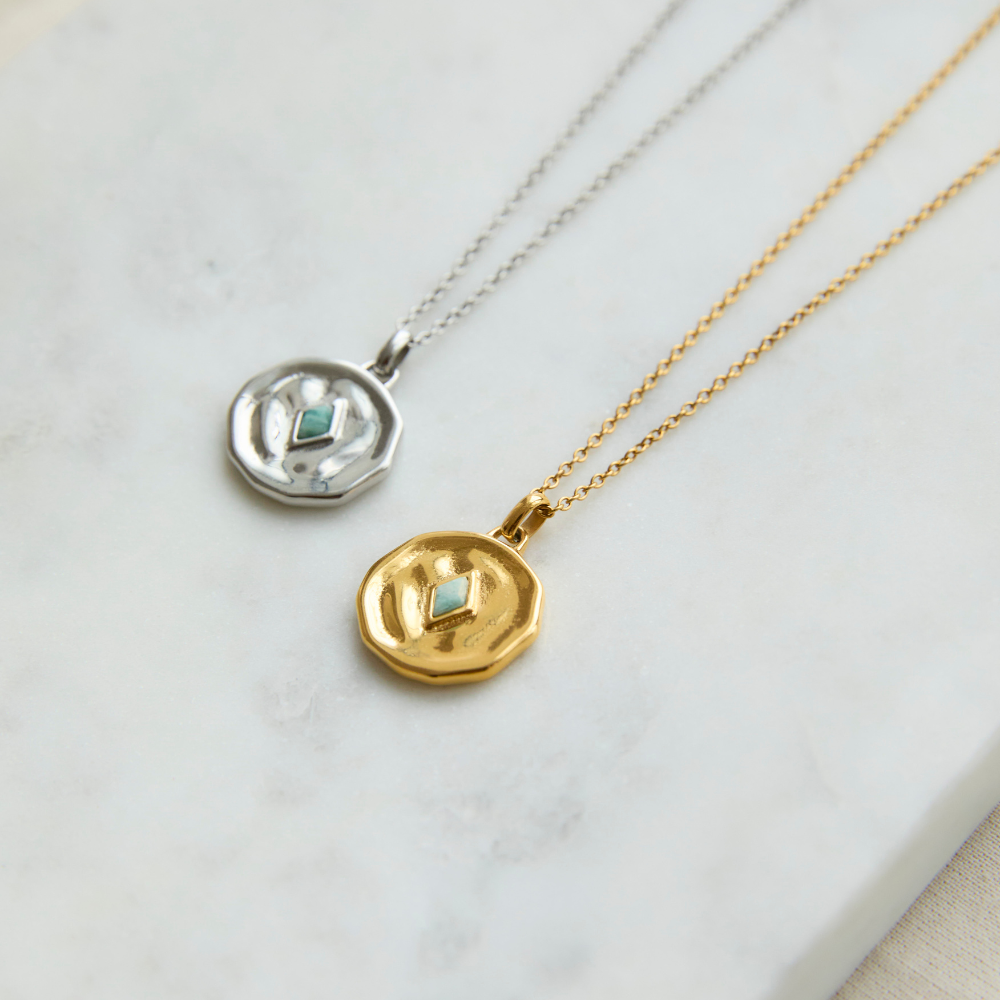 Gold Ethereal Amazonite Disc Necklace