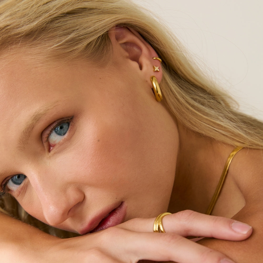 Gold Crystal Star Studs
