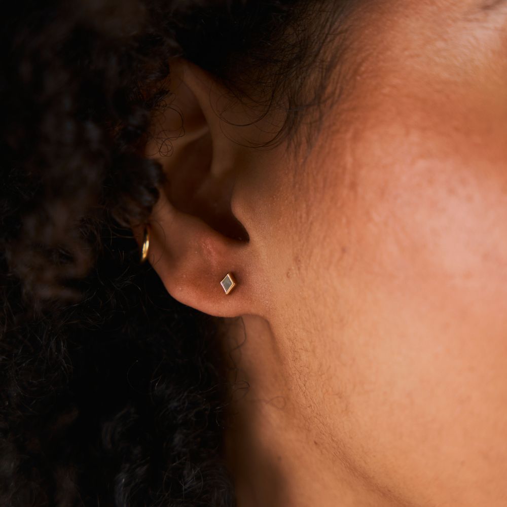 Gold Ethereal Aquamarine March Birthstone Stud Earrings