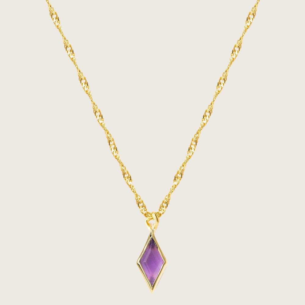 Gold Ethereal Amethyst February Birthstone Pendant Necklace