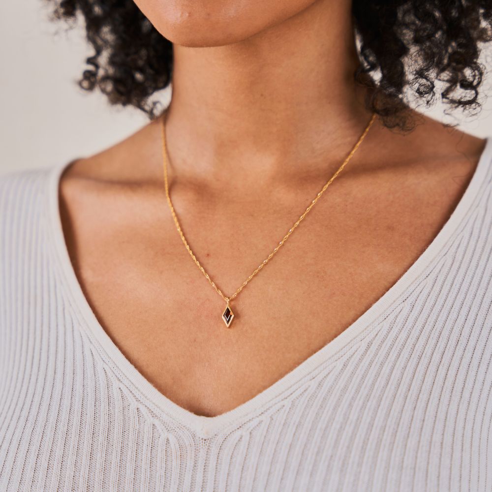 Gold Ethereal Garnet January Birthstone Pendant Necklace