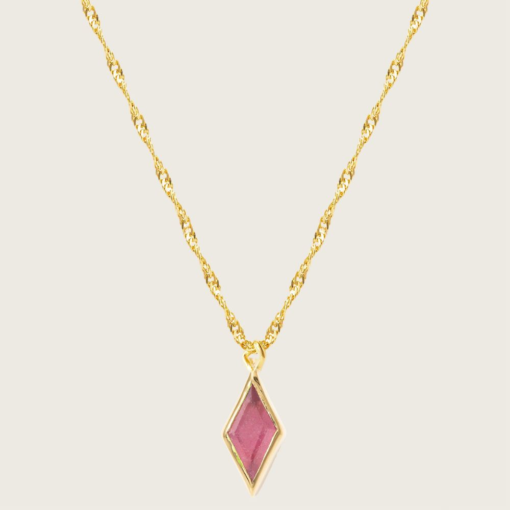 Gold Ethereal Ruby July Birthstone Pendant Necklace