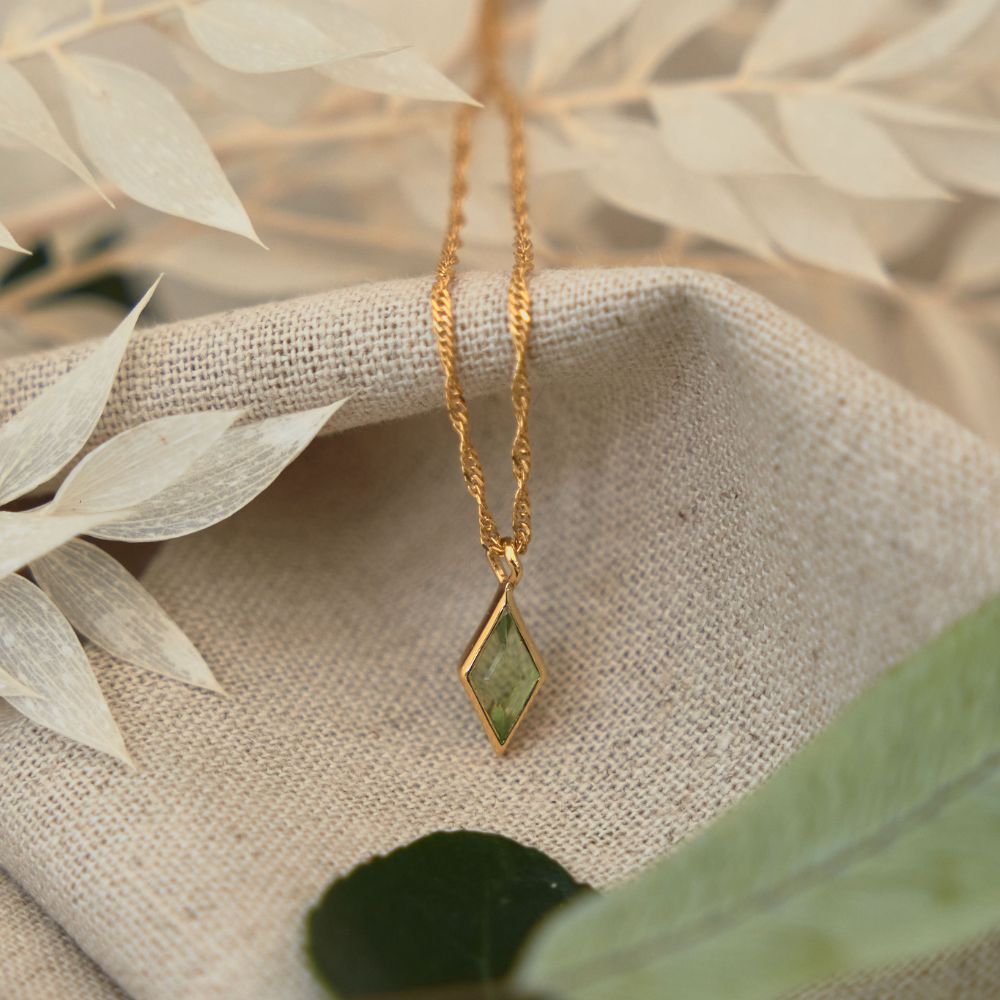 Gold Ethereal Peridot August Birthstone Pendant Necklace