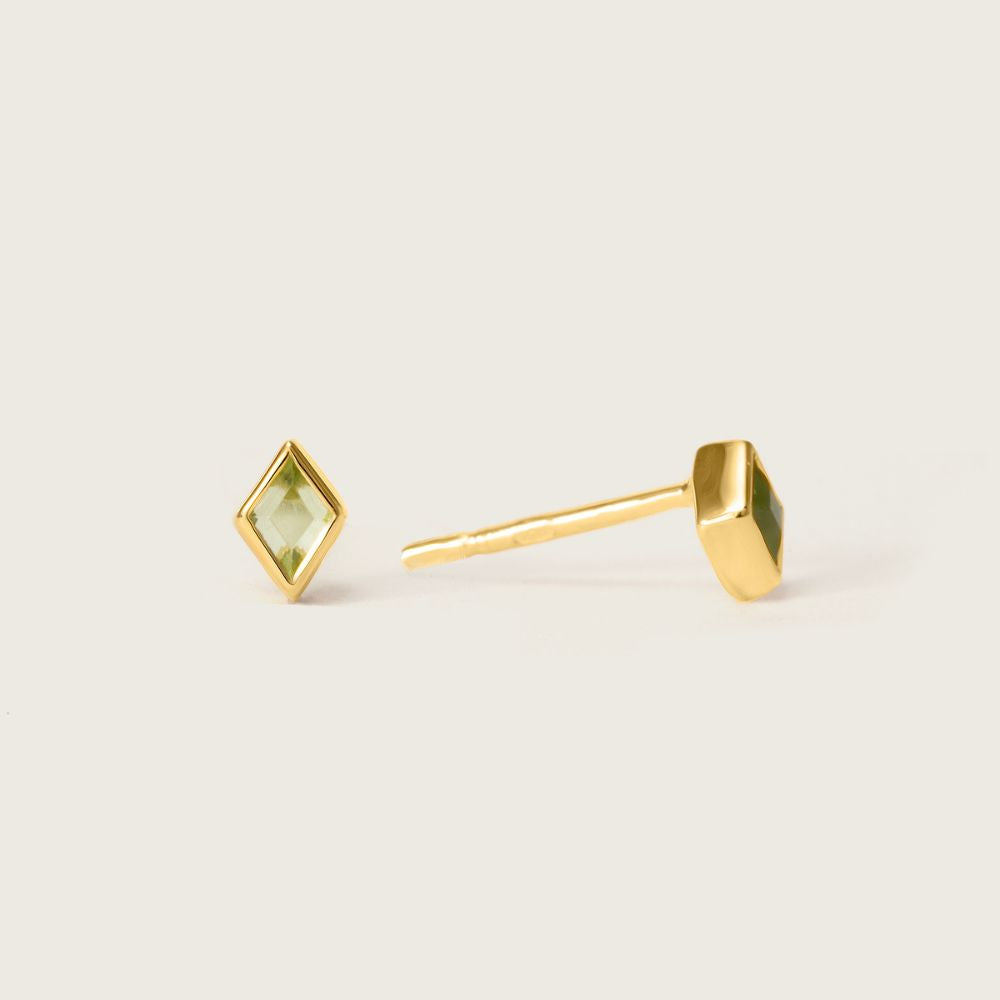 Gold Ethereal Peridot August Birthstone Stud Earrings
