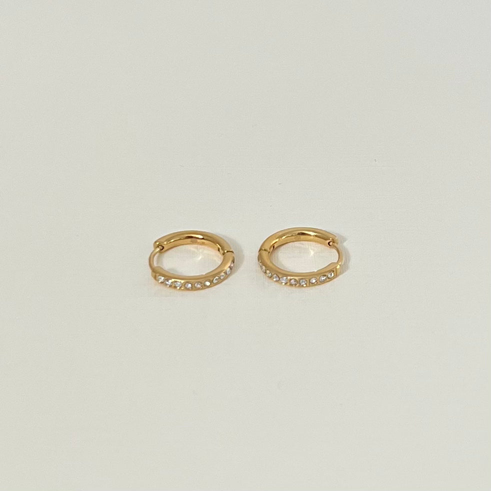Sample Sale Gold Crystal Mini Hoops (Waterproof)