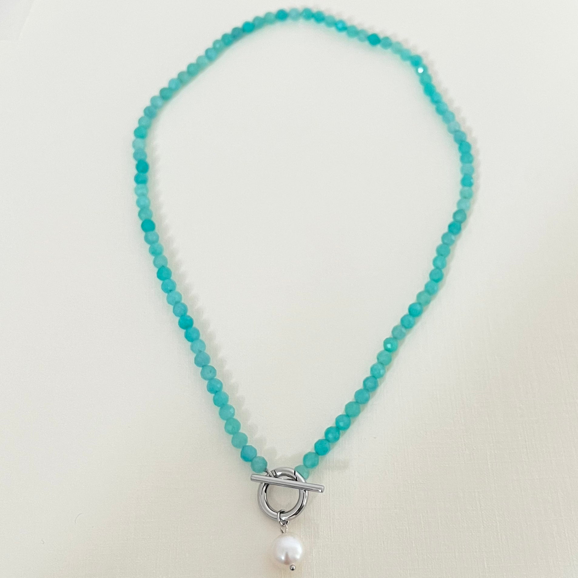 Sample Sale Silver Amazonite Cala Necklace (Waterproof)