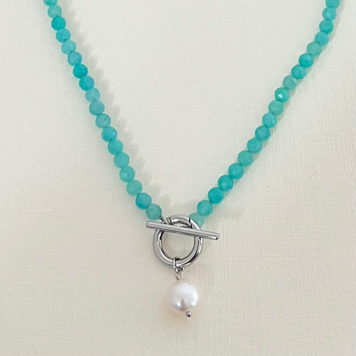 Sample Sale Silver Amazonite Cala Necklace (Waterproof)