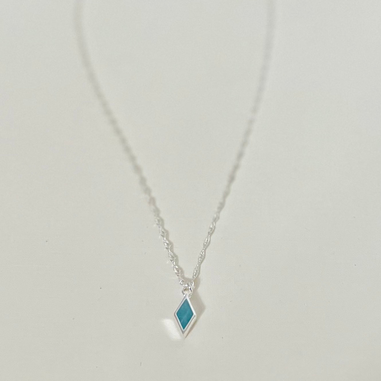 Sample Sale Silver Amazonite Rhombus Pendant Necklaces (Sterling Silver)