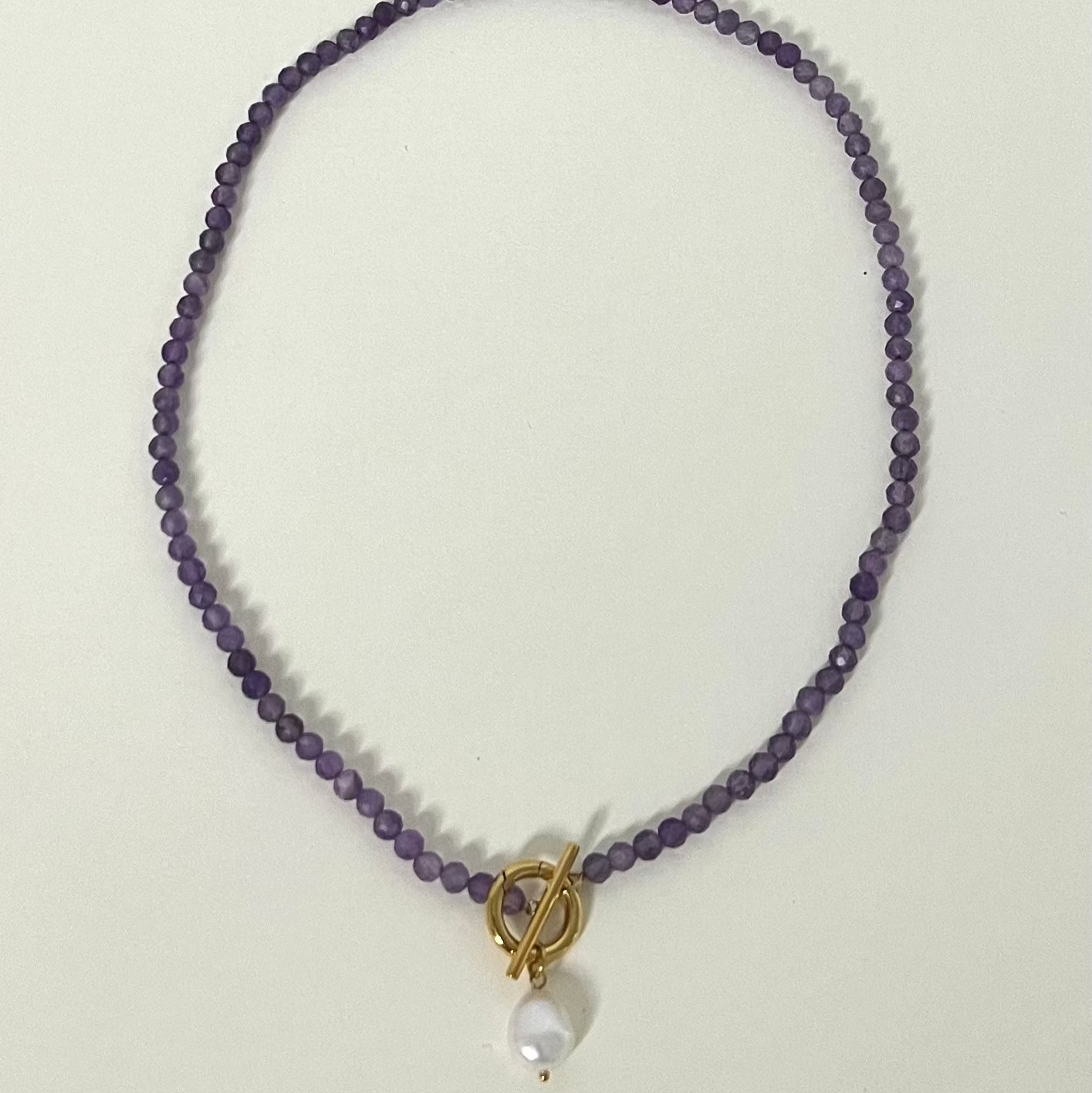 Sample Sale Gold Amethyst Freshwater Pearl Cala Necklace - Waterproof