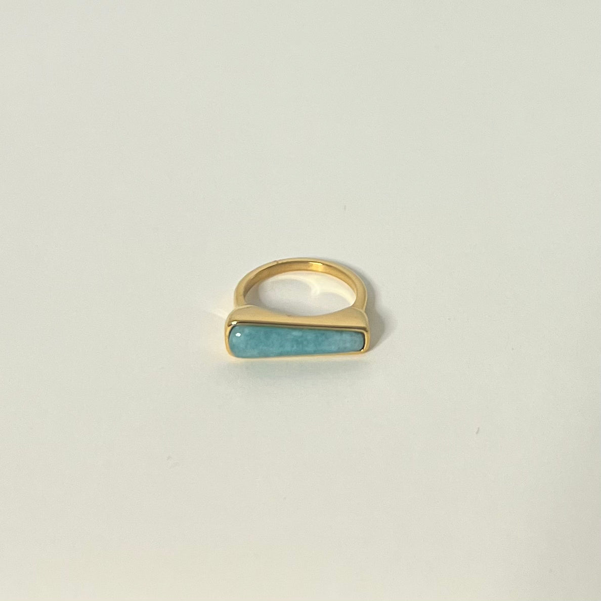 Sample Sale Gold Amazonite Bar Ring - Medium (Waterproof)