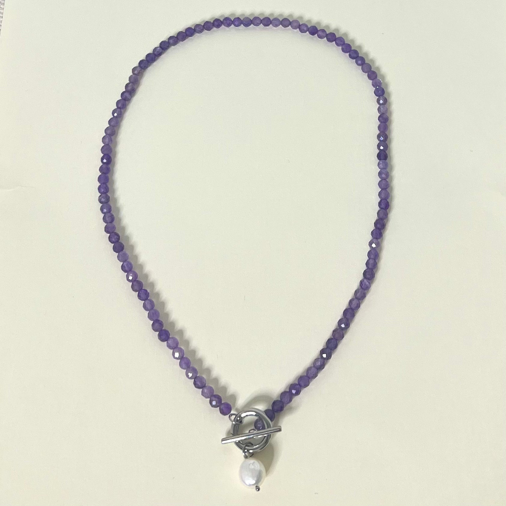 Sample Sale Silver Amethyst Freshwater Pearl Cala Necklace - Waterproof