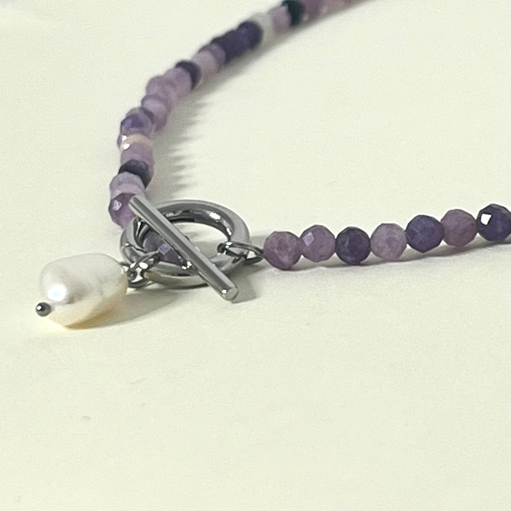 Sample Sale Silver Tourmaline Freshwater Pearl Cala Necklace (Waterproof)