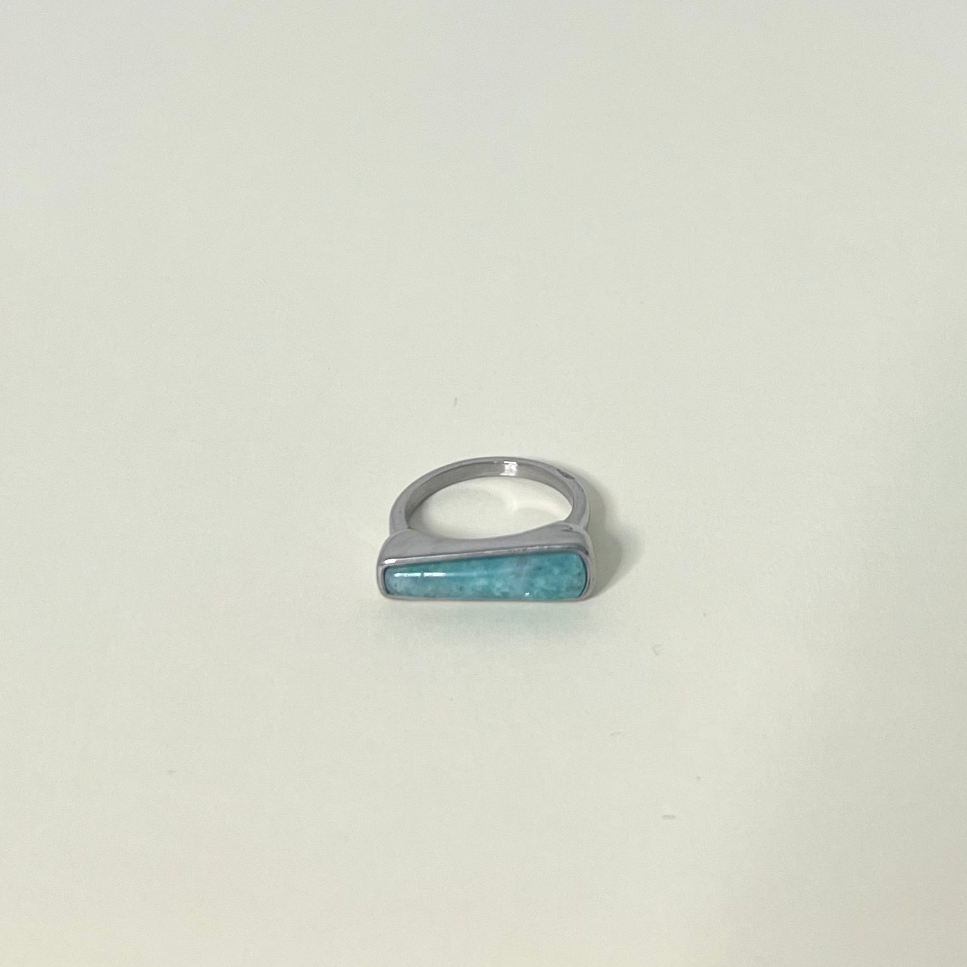 Sample Sale Silver Amazonite Bar Ring - Medium (Waterproof)