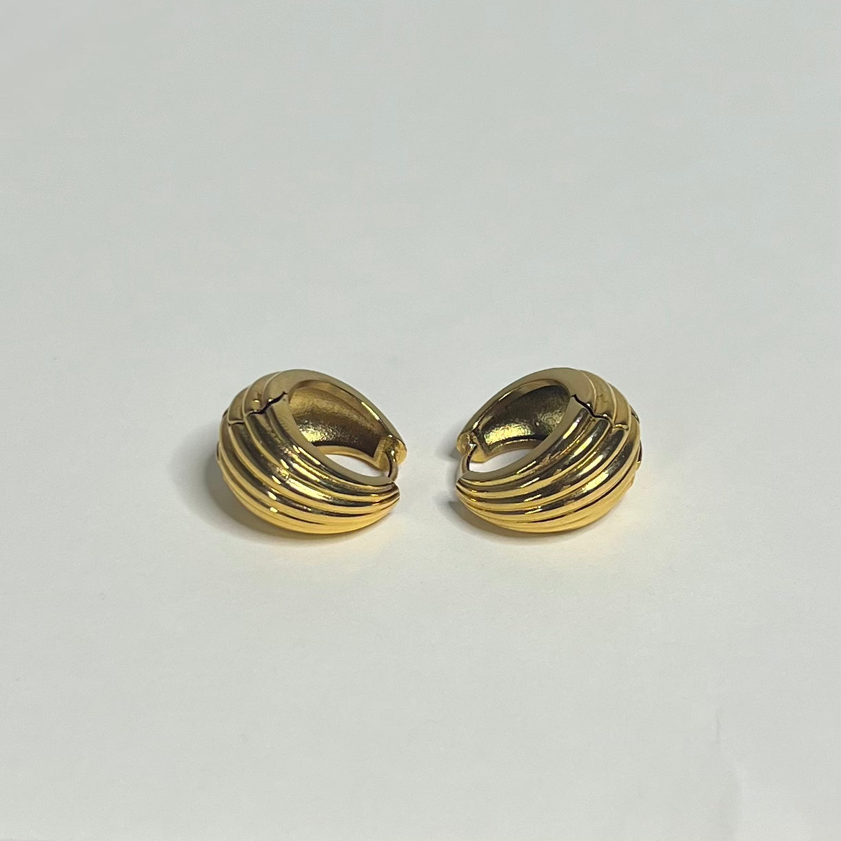 Sample Sale Gold Dome Chunky Ridged Hoops (Waterproof)