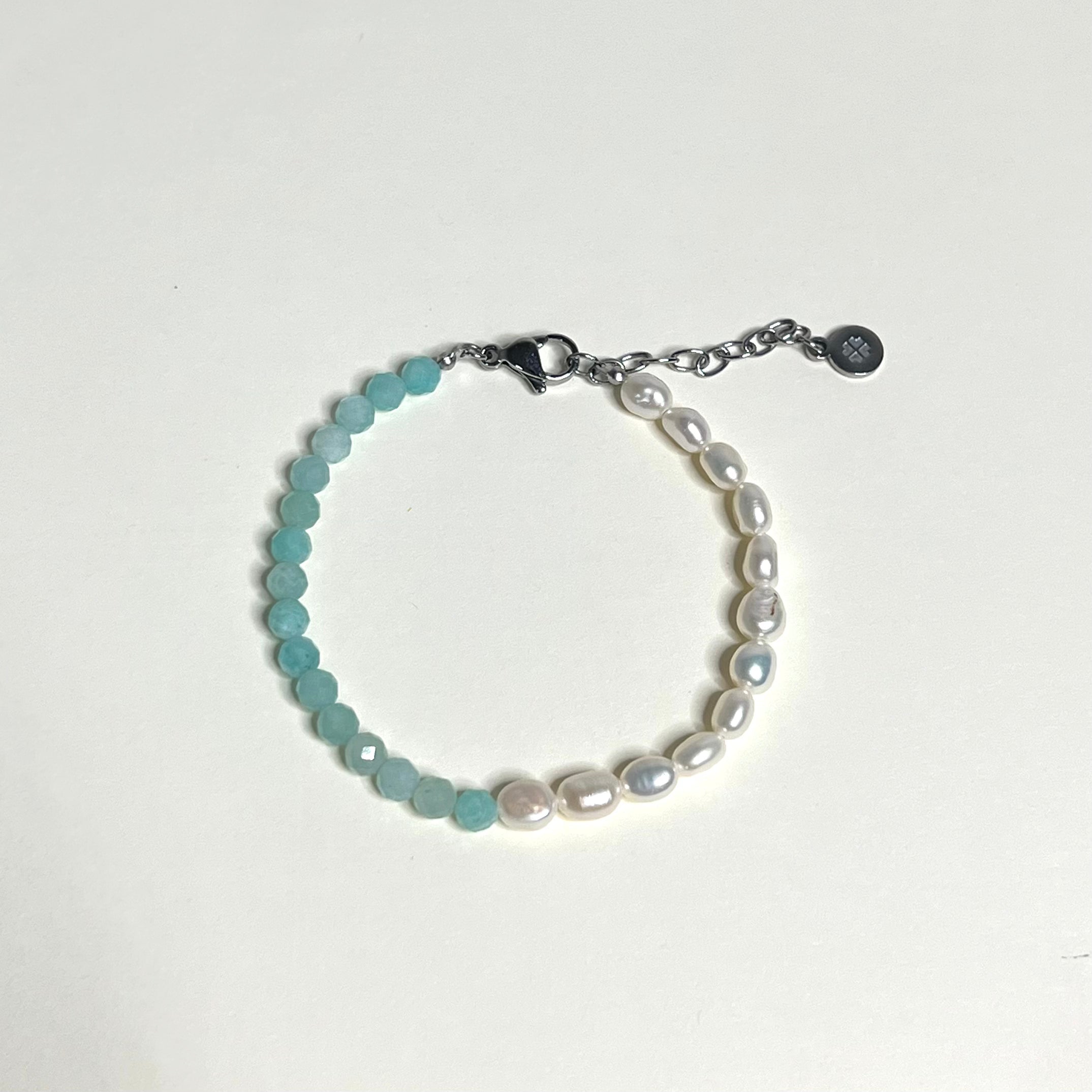 Sample Sale Silver Pearl and Amazonite Bracelet (Waterproof)