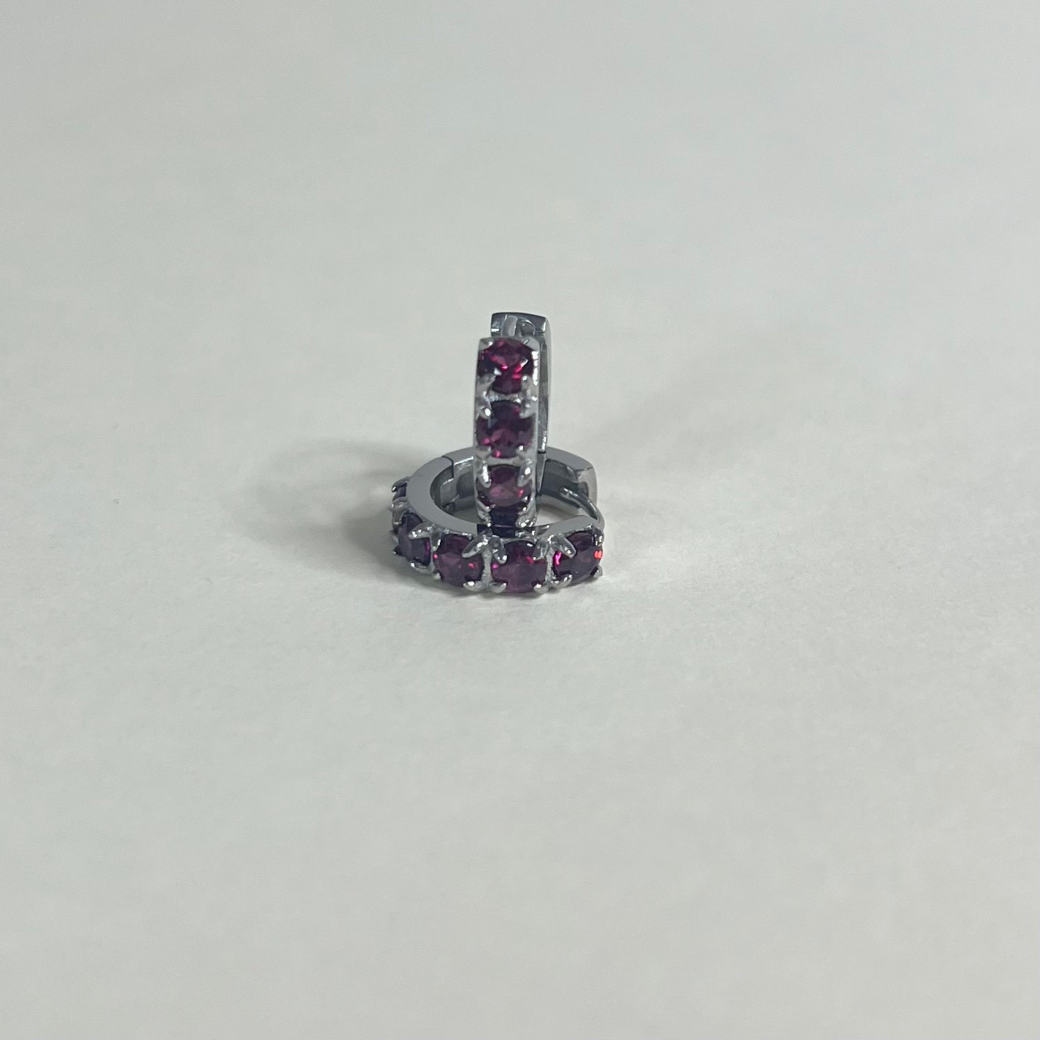 Sample Sale Silver Rhodolite Garnet Gemstone Huggies (Waterproof)
