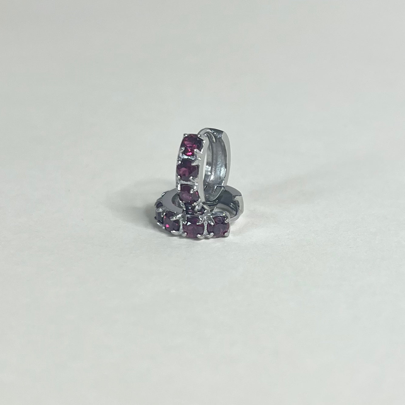 Sample Sale Silver Rhodolite Garnet Gemstone Huggies (Waterproof)