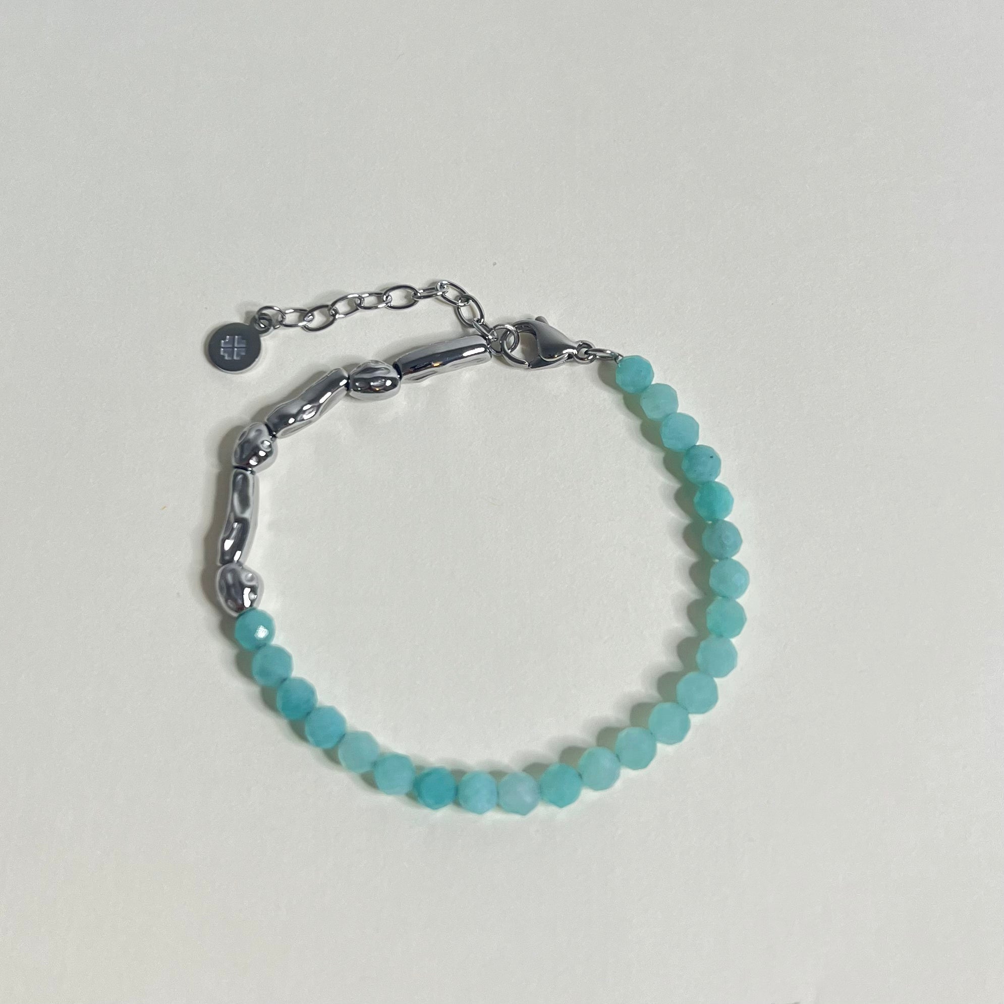 Sample Sale Silver Amazonite Bracelet with Molten Silver Beads - Waterproof