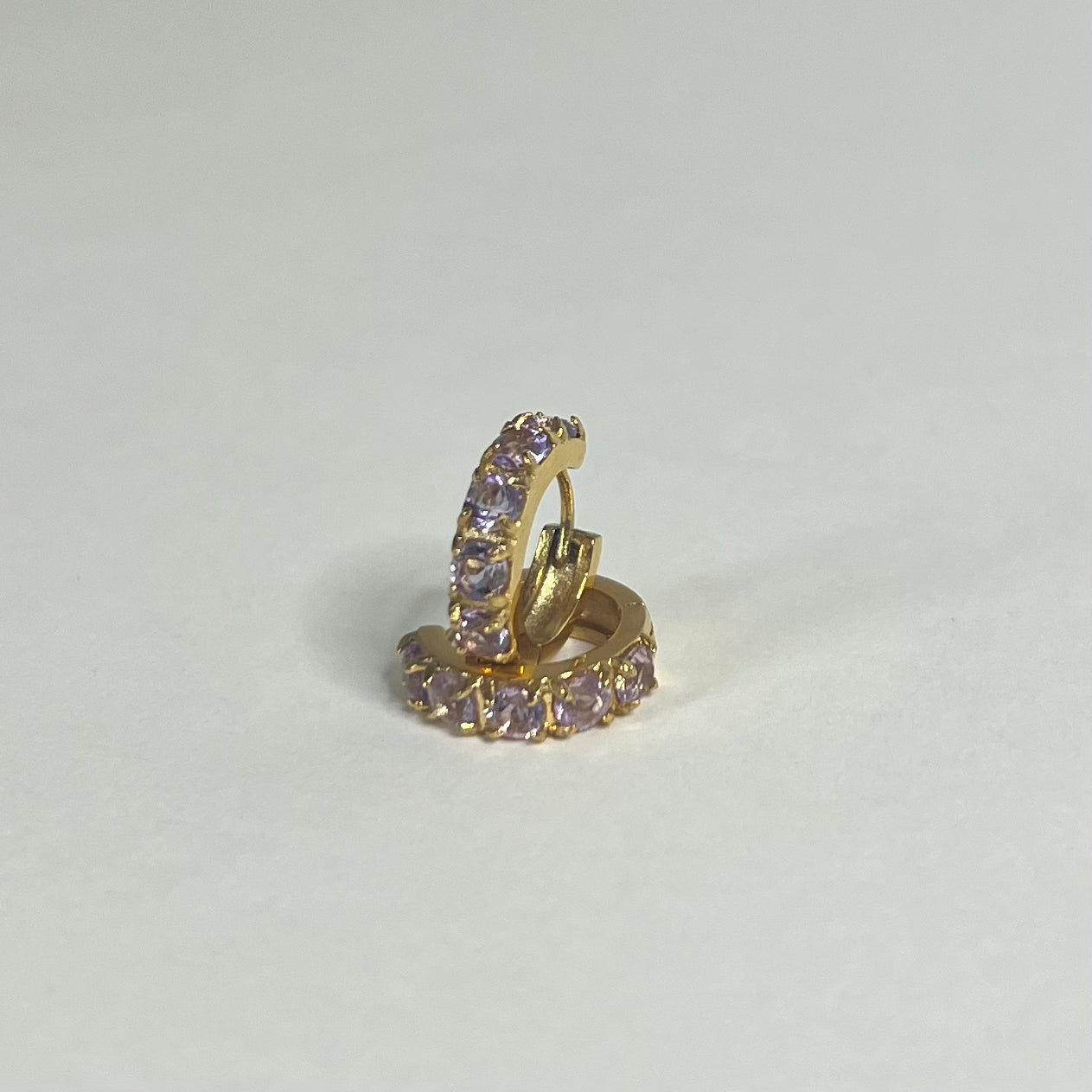 Sample Sale Gold Light Amethyst Gemstone Huggies (Waterproof)