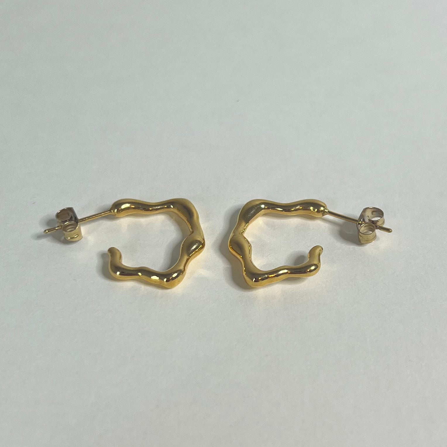 Sample Sale Gold Molten Wave Hoops (waterproof)