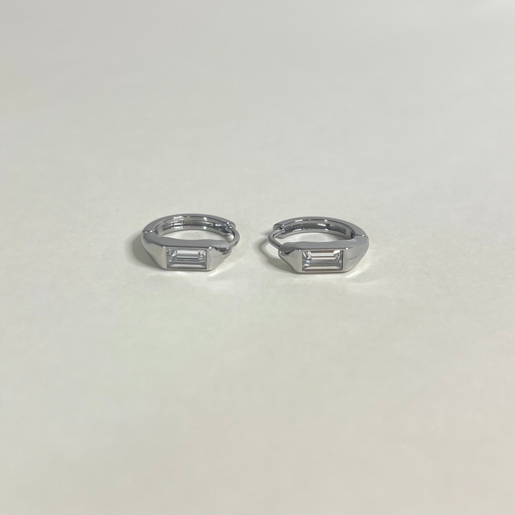 Sample Sale Silver Baguette Crystal Huggies (Waterproof)
